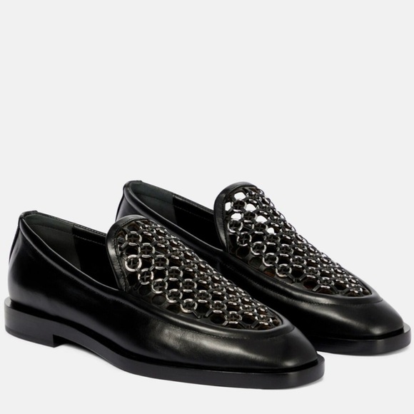 Alaia Shoes - Alaïa Grommet Black Leather Loafers
